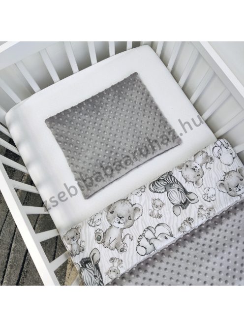 Deluxe Baby babaágynemű garnitúra hengerpárnás rácsvédővel - grafitszürke - bébi szafari zebra