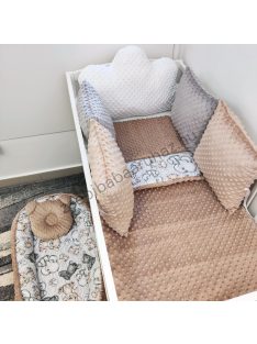   Deluxe Baby "Cloud" 10 részes babaágynemű garnitúra - fehér - cappuccino - grafitszürke - bébi szafari