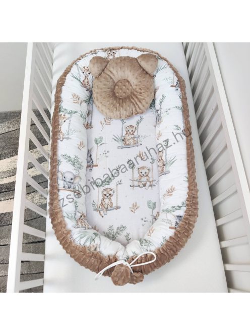 Deluxe Baby babaágynemű garnitúra babafészekkel - 5 részes - Szavanna kölykök
