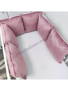 Deluxe Baby babaágynemű garnitúra babafészekkel,  párnás rácsvédővel, ölelőpárnával - mályva bársony - vidám bébi őzike
